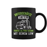 Alter Trucker Mann & Sein LKW Schwarz Tassen, Trucker-Leben Motiv