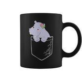 Hippopotamus in Tasche Schwarzes Tassen, Lustiges Tiermotiv Tee