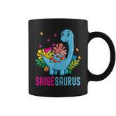 Saigesaurus Personalisierter Name Saige Dino Dinosaurier Geburtstag Tassen