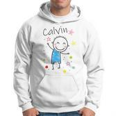 Cartoon Charakter Hoodie für Kinder, Calvin Design mit Sternen & Glitzer