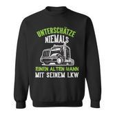 Alter Trucker Mann & Sein LKW Schwarz Sweatshirt, Trucker-Leben Motiv