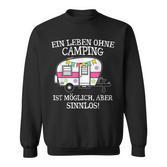 Camping-Leben Essentials Sweatshirt: Camper Van Motiv, Sinnlos ohne Camping