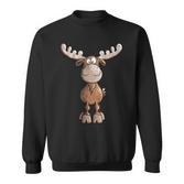Crazy Elk I Deer Reindeer Fun Animal Motif Sweatshirt