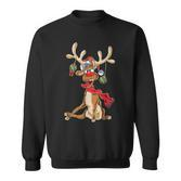 Reindeer Christmas Antlers Short Sleeve Sweatshirt