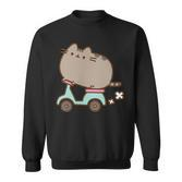 Katzen-Scooter Sweatshirt, Unisex Lustiges Motiv für Herren und Damen