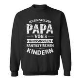 Men's Ich Bin Stolzer Papa Von 3 Kinder Papa 3 Black Sweatshirt