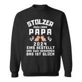 Papa Von Zwillingen 2024 Saying Proud Twin Papa 2024 Sweatshirt