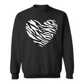 Zebra Fur Animal Skin Heart Print Waves Pattern Sweatshirt