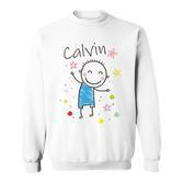 Cartoon Charakter Sweatshirt für Kinder, Calvin Design mit Sternen & Glitzer