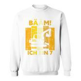 Children's Bäm Ich Bin 7 Sieben Jahre Boy 7Th Birthday Digger Sweatshirt