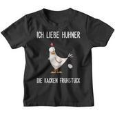 With German Text Ich Liebe Hühner Die Kacken Frühstück Kinder Tshirt