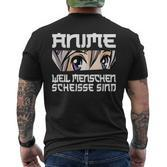 Anime Weil Ich Menschen Hasse Saying Manga T-Shirt mit Rückendruck