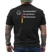 Bundesinstitut Für Gottlosen Mischkonsum Gottloser Ironie T-Shirt mit Rückendruck