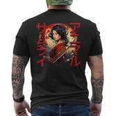 Coole Samurai-Damen Kriegerin Japanische Ninja Damen Kawaii T-Shirt mit Rückendruck