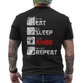 Eat Sleep Anime Repeat Manga Japan Kanji Weeb Vintage Anime T-Shirt mit Rückendruck