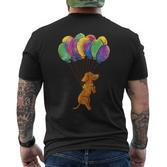 Fliegender Hund und Bunte Ballons Unisex Kurzärmliges Herren-T-Kurzärmliges Herren-T-Shirt für Damen und Herren