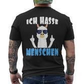 Ich Hasse Menschen Alpaca And Lama With Middle Finger S T-Shirt mit Rückendruck