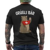 Grüßli Bear  Swiss Grüezi Grizzly Bear T-Shirt mit Rückendruck