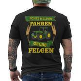Gülle Evolution Biobauer Echte Helden Fahren Yellow Rims Short-Sleeved T-Shirt mit Rückendruck