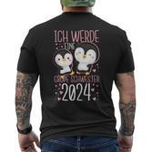 Ich Werde Eine Große Schwester 2024 Cute Penguin Motif T-Shirt mit Rückendruck