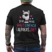 Lustiges Alpaka Fan Kurzärmliges Herren-T-Kurzärmliges Herren-T-Shirt: 'Ich mag halt einfach Alpakas, OK?' Schwarz