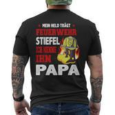 Mein Held Feuerwehrmann Papa Kurzärmliges Herren-T-Kurzärmliges Herren-T-Shirt, Feuerwehr Motiv Tee