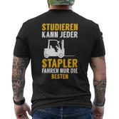 Men's Stapler Fahren Nur Die Beste Forklift Black T-Shirt mit Rückendruck