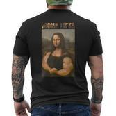 Mona Lifta Parodie Kurzärmliges Herren-T-Kurzärmliges Herren-T-Shirt, Muskulöse Mona Lisa Fitness Humor
