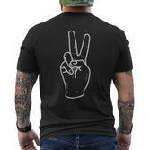 Peace Finger Symbol T-Shirt mit Rückendruck