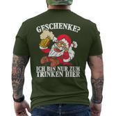 Men's Ich Bin Nur Zum Trinken Hier Christmas Black T-Shirt mit Rückendruck