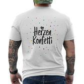 Frohes Weißes Herzkonfetti Kurzärmliges Herren-T-Kurzärmliges Herren-T-Shirt, Buntes Konfetti-Design