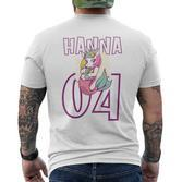 Personalisiertes Einhorn-Geburtstagsshirt Hanna 04, Weiß mit Name & Zahl Kurzärmliges Herren-T-Shirt