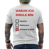 Warum Ich Single Bin German T-Shirt mit Rückendruck
