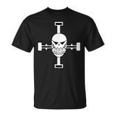Fitness T-Shirt für Herren mit Totenkopf und Hanteln Motiv, Kraftsport Tee