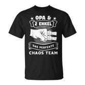 Großvater & 2 Enkel Chaos Team Schwarz T-Shirt - Familie Spaß
