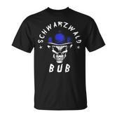 Men's Black Forest Bub Schwarzwaldbub Bollenhut Skull Black T-Shirt