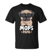 Mops Papa Lustiges T-Shirt, Pug mit Sonnenbrillen für Hundeliebhaber