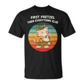 Retro Süße Katze Erste Brezel Dann Alles Andere T-Shirt