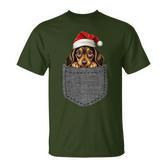 Dachshund Pocket Dog Christmas Black T-Shirt