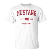 Mustang Oklahoma Ok Vintage Sports Red Print T S T-Shirt