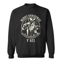 Sweatshirt Noël Vintage Cowboy Père Noël - Style Rétro Western Pour Homme, Femme - Tissu Coton 241g