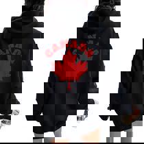 Canada Vintage Canadian Flag Leaf Maple Pride Women Women Oversized Hoodie  Back Print - Monsterry