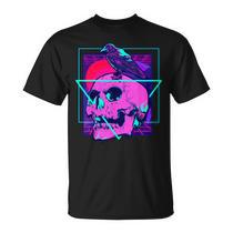 T-shirt Débardeur Vintage Motif Corbeau Et Tête De Mort - Unisexe, Style Rock Et Nature
