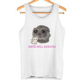 Katzi Will Kuschli Sad Hamster Meme Tank Top - Seseable