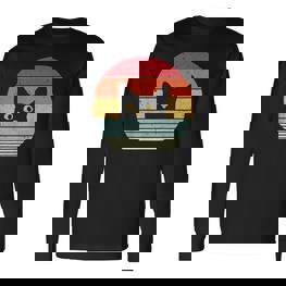 Cat Vintage Retro Vintage Langarmshirts - Seseable