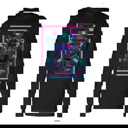 Cyberpunk Cat Kitty Punker Futuristic Cyber Punk Langarmshirts - Seseable