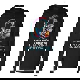 Kann Dich Nicht Hören Ich Zocke Langarmshirts für Gamer, Schwarzes Gaming Tee - Seseable