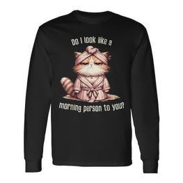 Katze Kein Morgenmensch Langarmshirts - Seseable