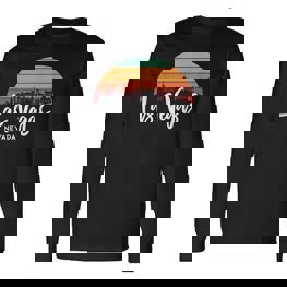 Las Vegas Nevada Sunset Vintage Retro Skyline Langarmshirts - Seseable