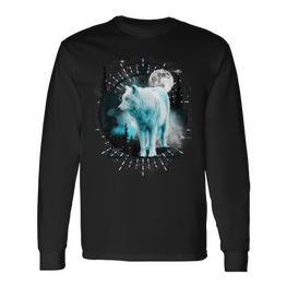 Lone Wolf Wolf Moon Wildlife Langarmshirts - Seseable